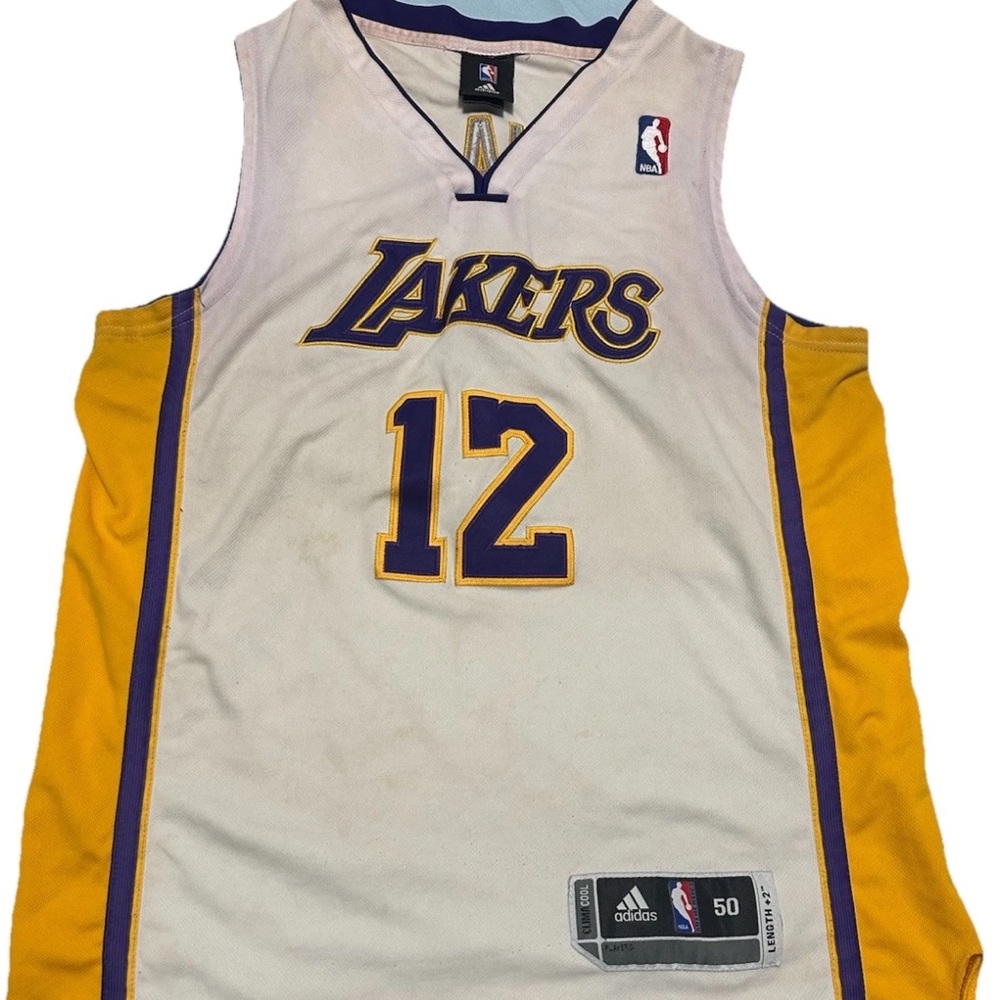 VTG Adidas Los Angeles Lakers Jersey Sleeveless Mens Sz L 12 Howard NBA-STAINS
